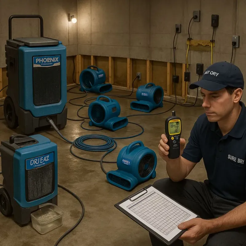 Structural Drying and Dehumidification process in Torrington, CT